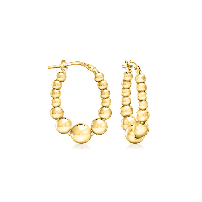 Italian 18kt Gold Vermeil Graduated Bead Hoop Earrings. 7/8&quot; image number 0