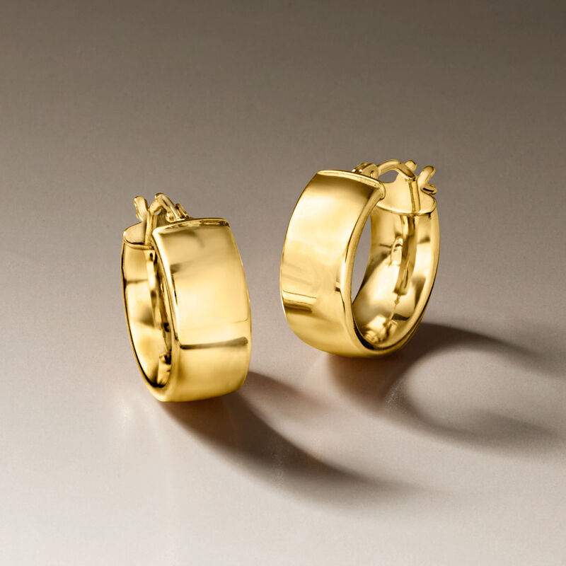 Italian 14kt Yellow Gold Huggie Hoop Earrings. 5/8&quot; image number 6