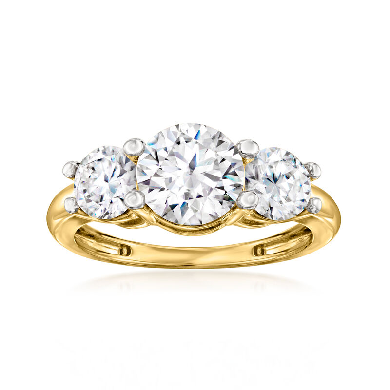 3.00 ct. t.w. CZ Three-Stone Ring in 14kt Yellow Gold image number 0