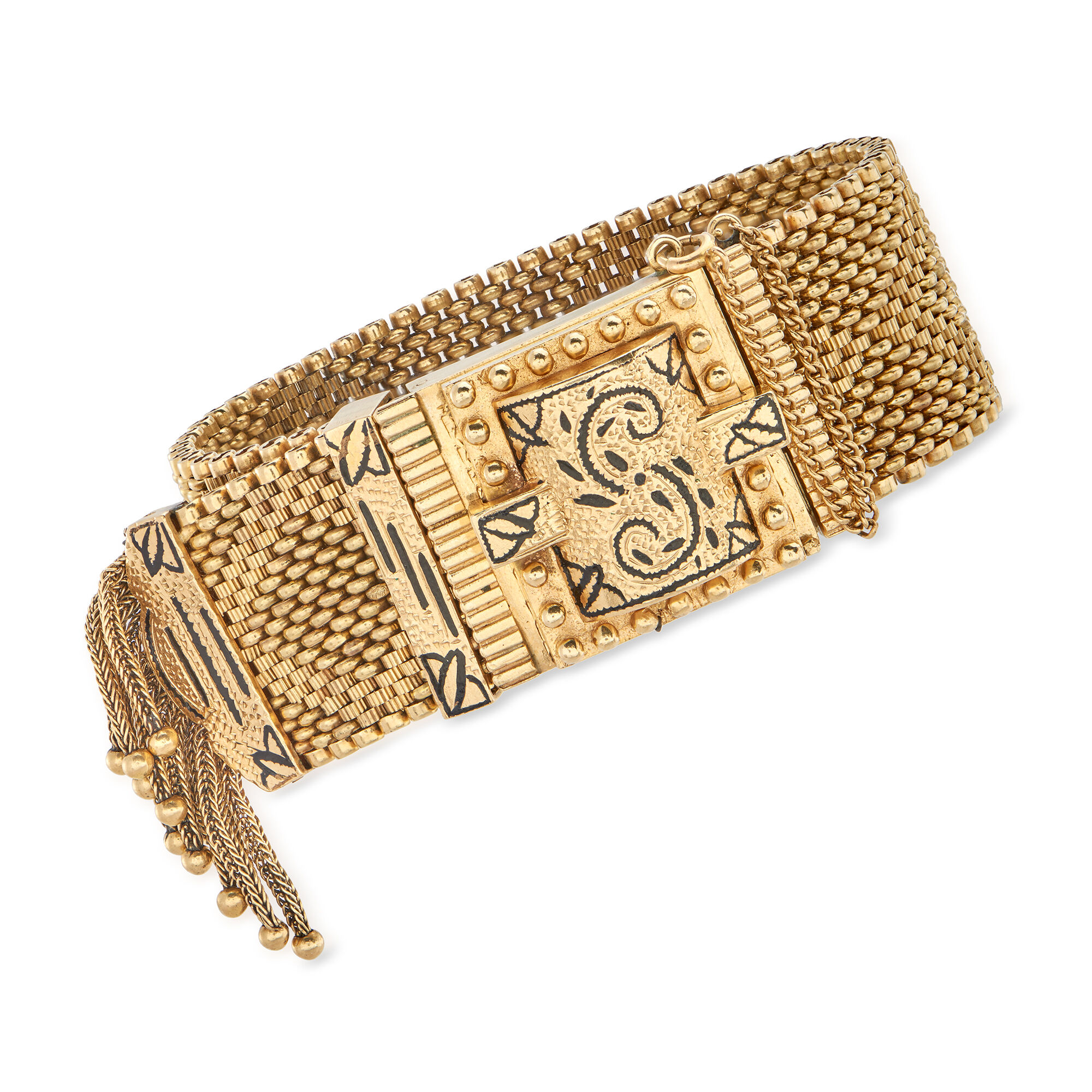 C. 1940 Vintage Geneva 14kt Yellow Gold Manual Watch Bracelet