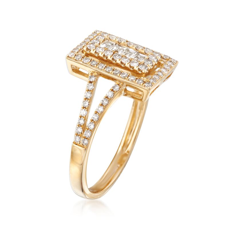 .58 ct. t.w. Baguette and Round Diamond Rectangle Ring in 14kt Yellow Gold image number 2