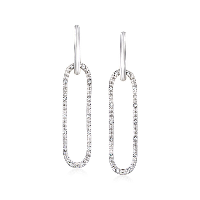 .15 ct. t.w. Diamond Paper Clip Link Removable Hoop Drop Earrings in Sterling Silver image number 0