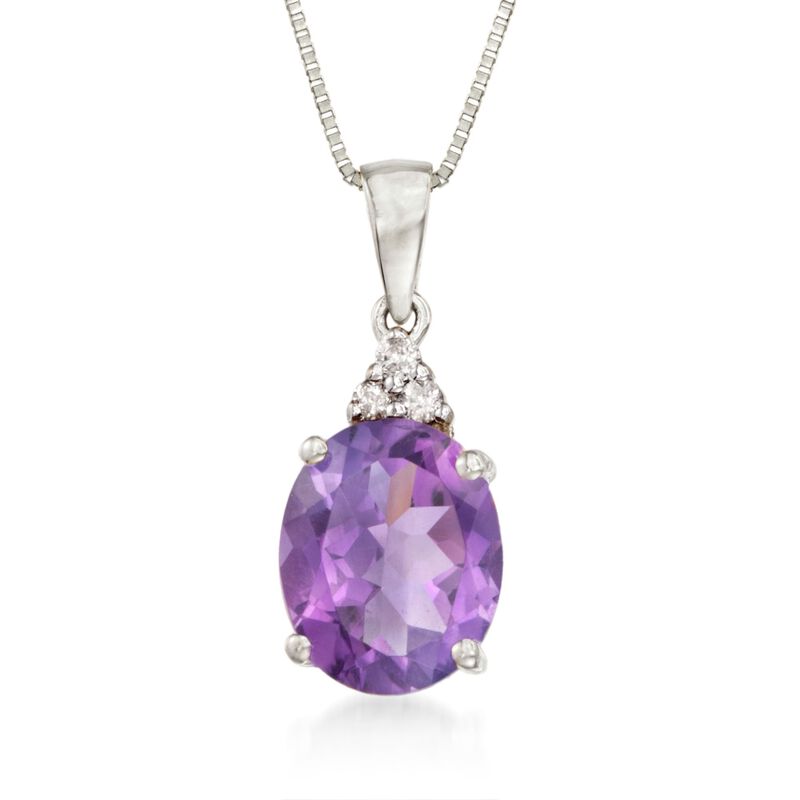 2.40ct. Oval Amethyst Necklace in 14kt White Gold image number 0