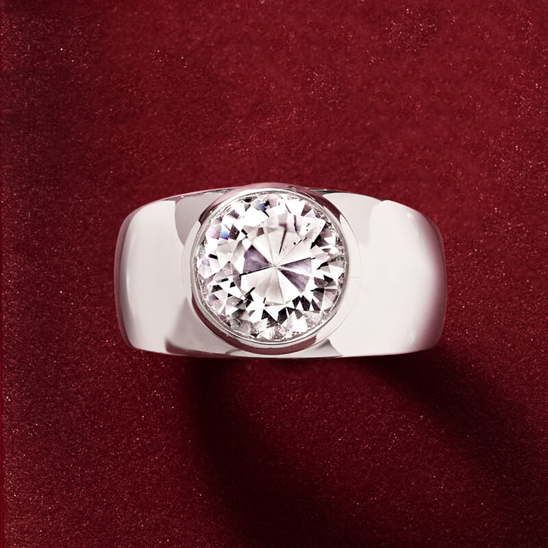 3.50 Carat Bezel-Set CZ Ring in Sterling Silver. Size 5 image number 3