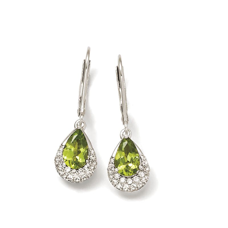 2.00 ct. t.w. Peridot and .44 ct. t.w. White Zircon Drop Earrings in Sterling Silver image number 2