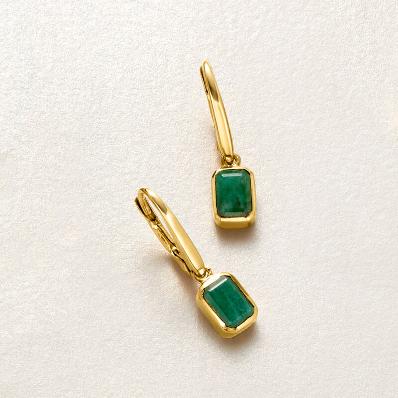 2.10 ct. t.w. Emerald Drop Earrings in 18kt Gold Over Sterling  image number 2