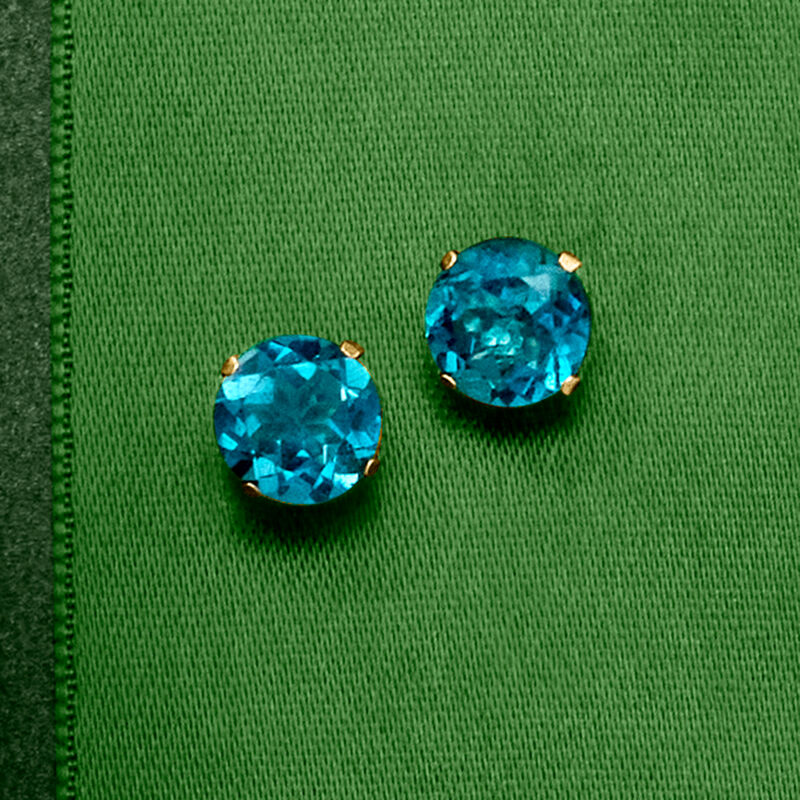 4.50 ct. t.w. London Blue Topaz Martini Stud Earrings in 14kt Yellow Gold image number 4