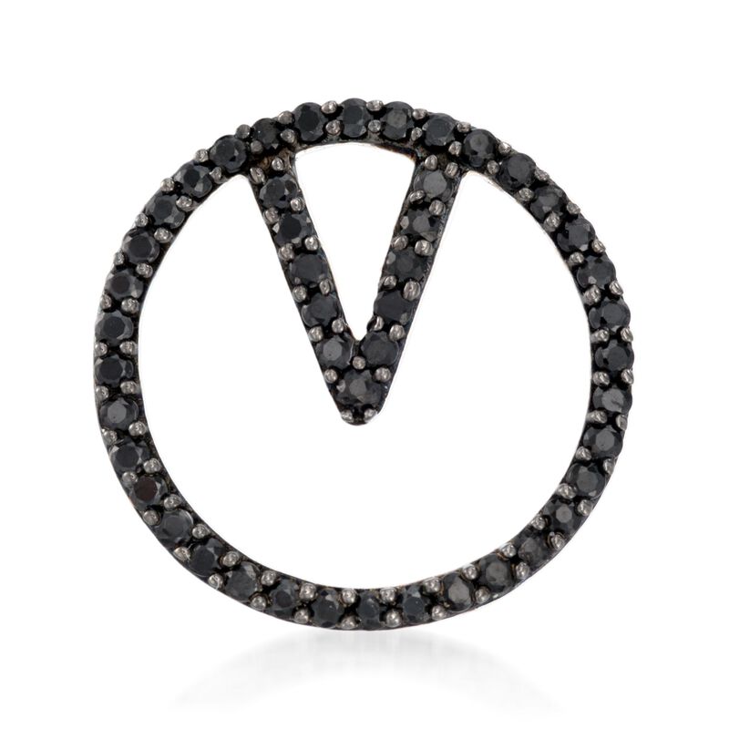 .73 ct. t.w. Black Spinel V Circle Pendant in Sterling Silver  image number 0