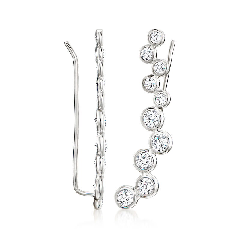 1.70 ct. t.w. Bezel-Set CZ Ear Climbers in Sterling Silver  image number 2