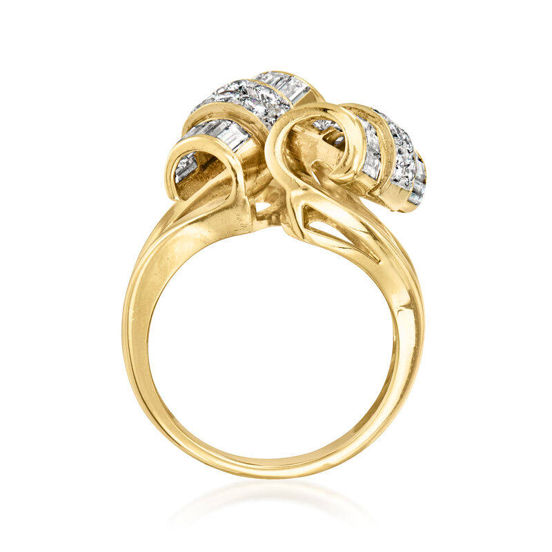 C. 1980 Vintage 2.20 ct. t.w. Diamond Scroll Ring in 14kt Yellow Gold. Size 6.5 image number 3