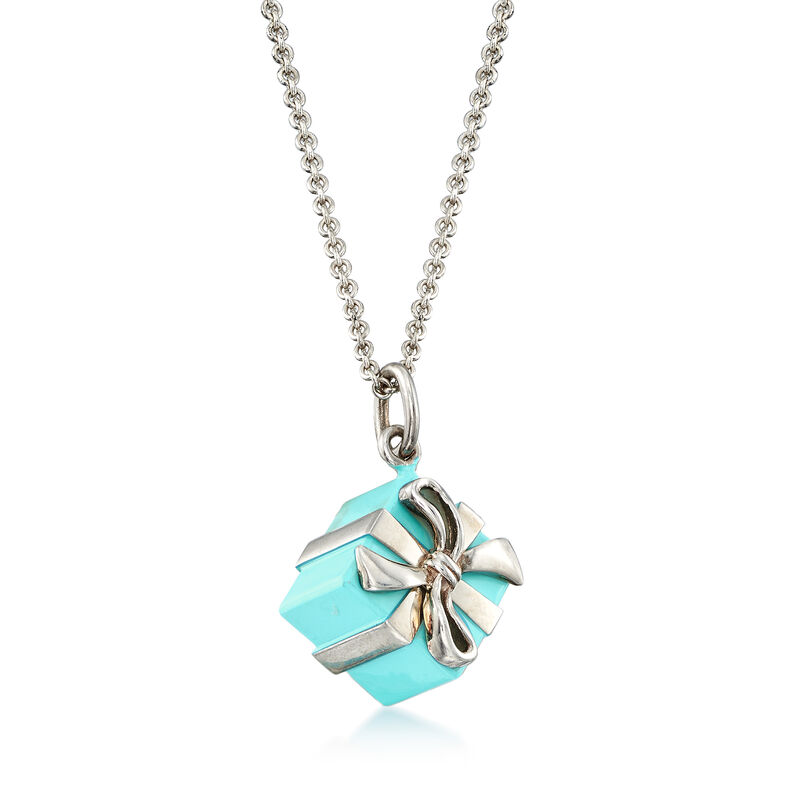 C. 2000 Vintage Tiffany Jewelry Present Charm Necklace in Sterling Silver. 16" image number 2