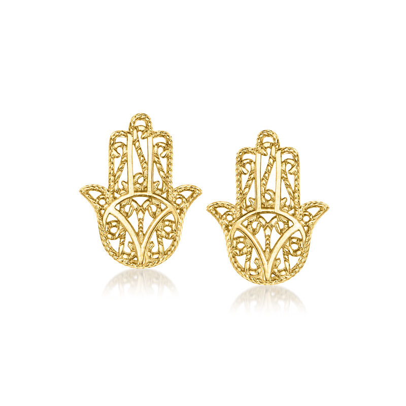 Italian 14kt Yellow Gold Hamsa Earrings  image number 0