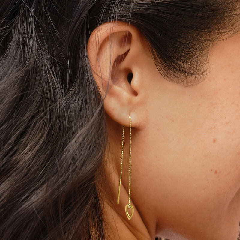 14kt Yellow Gold Heart Threader Earrings image number 3