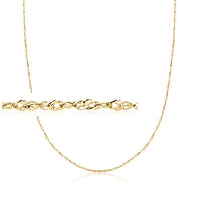 Italian .8mm 14kt Yellow Gold Adjustable Singapore-Chain Necklace