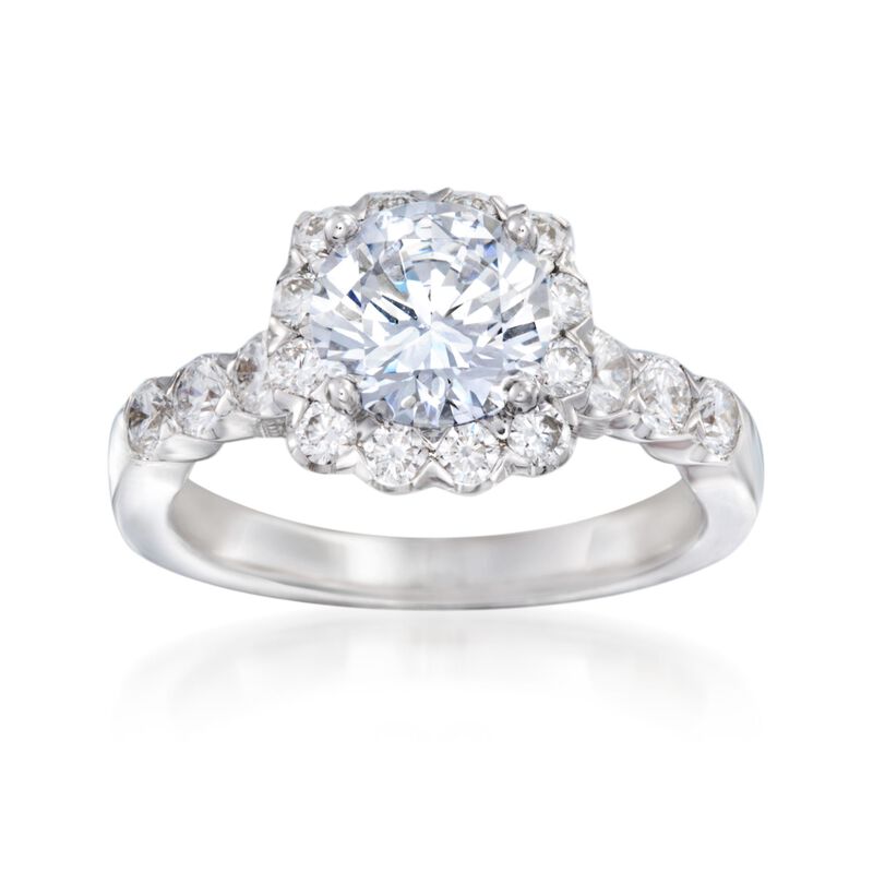.91 ct. t.w. Diamond Halo Engagement Ring Setting in 14kt White Gold image number 0