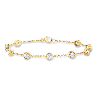 2.00 ct. t.w. Bezel-Set CZ Station Bracelet in 18kt Gold Over Sterling