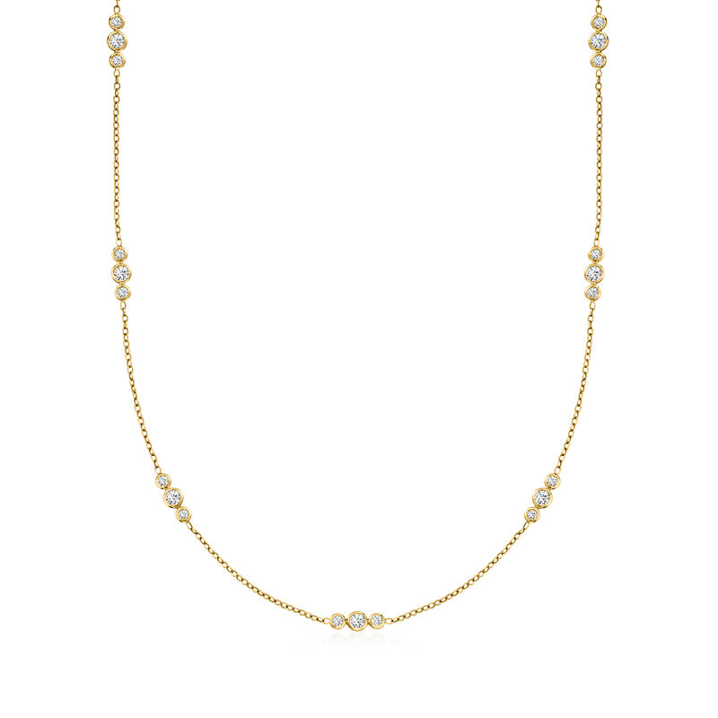 1.00 ct. t.w. Diamond Trio Station Necklace in 14kt Yellow Gold image number 0