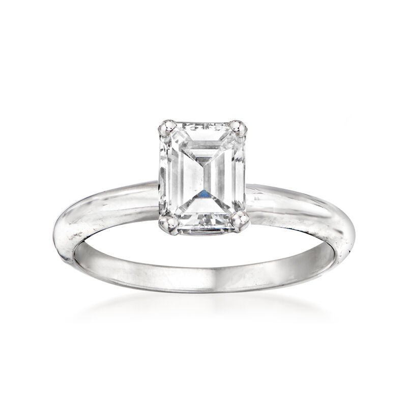 1.20 Carat Certified Emerald-Cut Solitaire Diamond Engagement Ring in 14kt White Gold image number 0