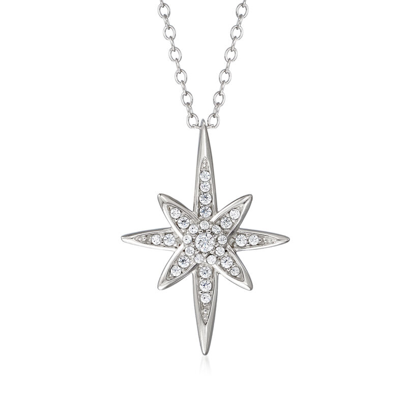 .33 ct. t.w. CZ North Star Pendant Necklace in Sterling Silver image number 0