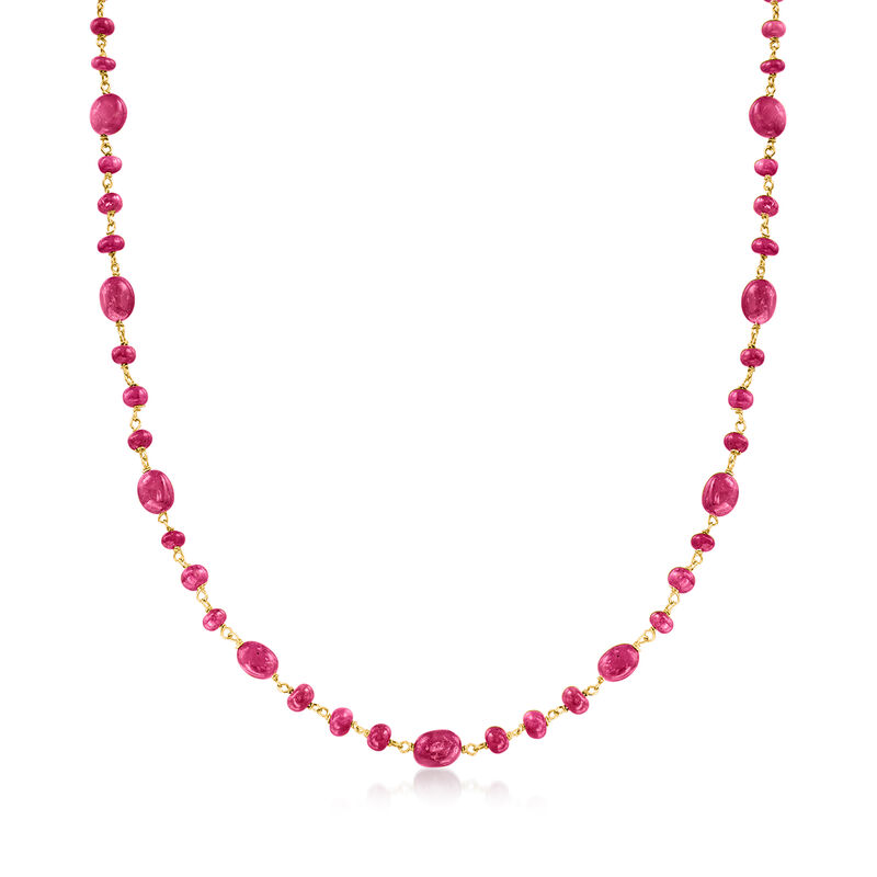50 ct. t.w. Ruby Bead Necklace with 18kt Gold Over Sterling image number 0
