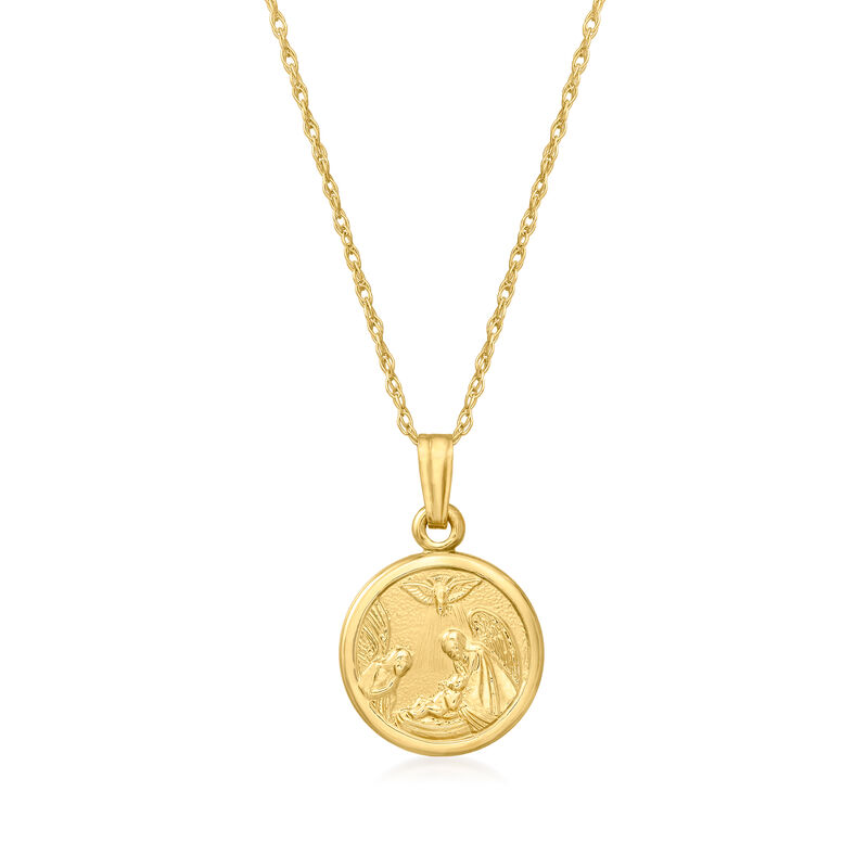 Child's 14kt Yellow Gold Guardian Angel Pendant Necklace. 15&quot; image number 0
