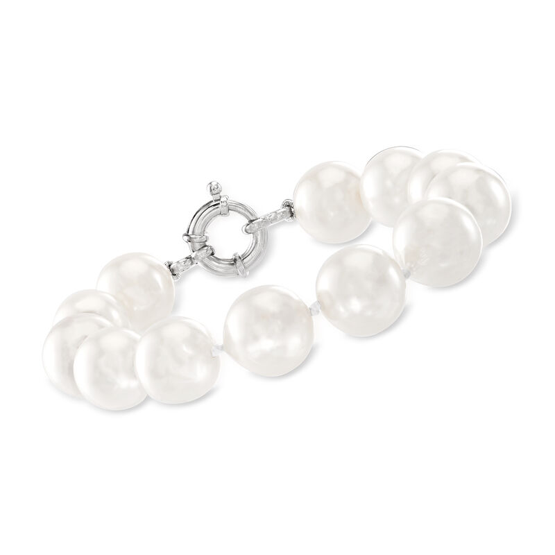 14-15mm Shell Pearl Bracelet in Sterling Silver. 8.5" image number 0