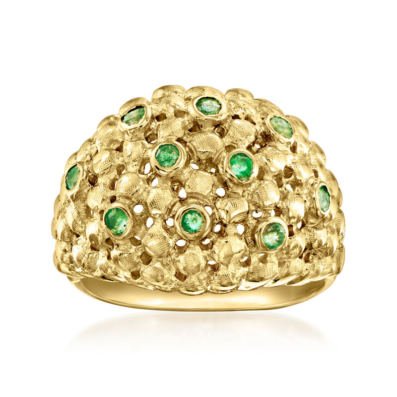 C. 1980 Vintage .10 ct. t.w. Emerald Dome Ring in 18kt Yellow Gold. Size 5.5 image number 0
