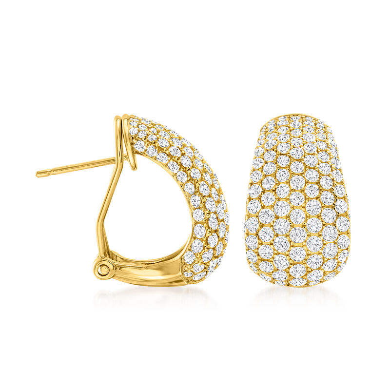 3.00 ct. t.w. Pave Diamond Earrings in 14kt Yellow Gold image number 2