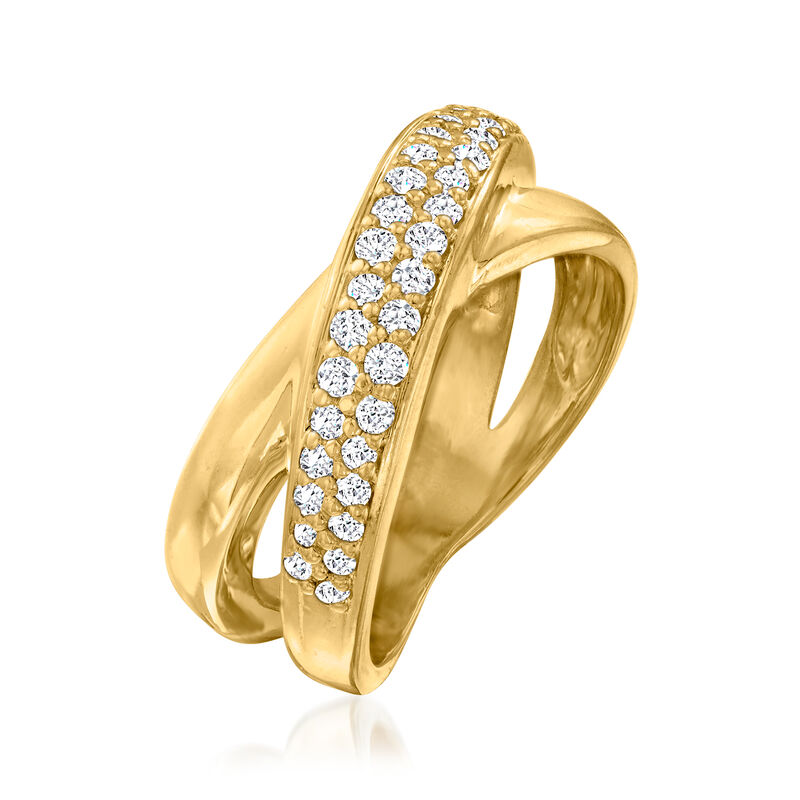 C. 1990 Vintage Jose Hess .55 ct. t.w. Diamond Crisscross Ring in 18kt Yellow Gold image number 2