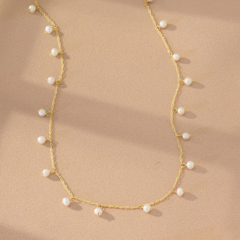 2.5-3mm Cultured Pearl Necklace in 14kt Yellow Gold. 16&quot; image number 2
