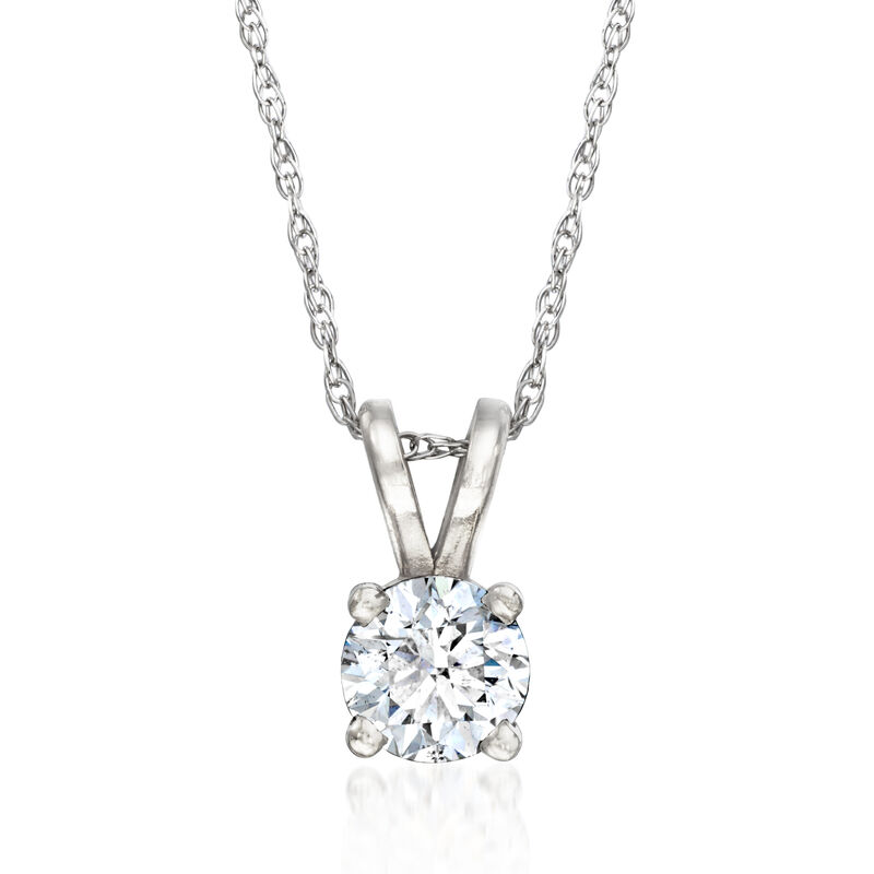 C. 1990 Vintage .45 Carat Diamond Solitaire Necklace in 14kt White Gold. 18" image number 0