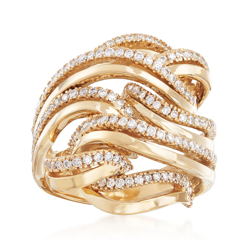 1.00 ct. t.w. Diamond Multi-Row Swirl Ring in 14kt Yellow Gold image number 0