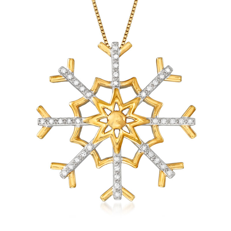 .25 ct. t.w. Diamond Snowflake Pendant Necklace in Sterling Silver and 18kt Gold Over Sterling image number 0