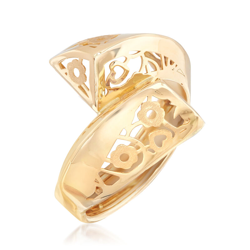 Italian 18kt Yellow Gold Flower Bypass Ring image number 3
