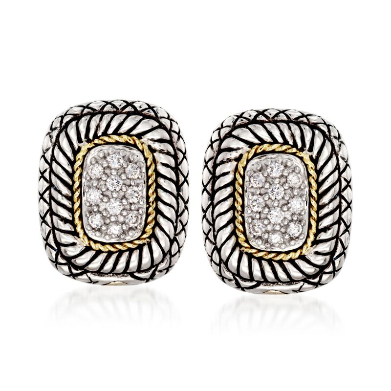 Andrea Candela .27 ct. t.w. Pave Diamond Earrings with 18kt Yellow Gold in Sterling Silver image number 0