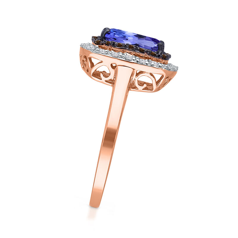 2.00 Carat Tanzanite and .39 ct. t.w. Brown and White Diamond Ring in 14kt Rose Gold image number 2
