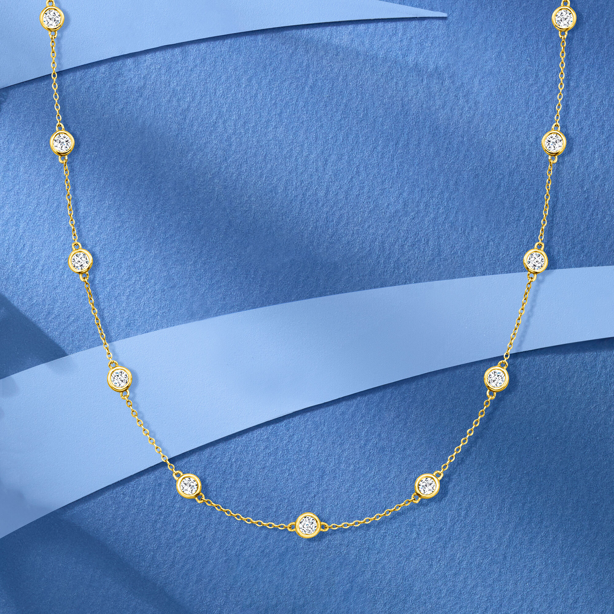 2.00 ct. t.w. Bezel-Set Diamond Station Necklace in 14kt Yellow