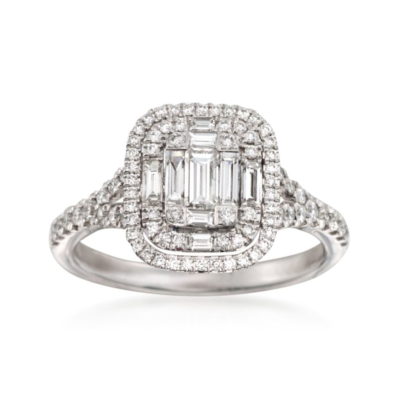 .82 ct. t.w. Baguette and Round Diamond Ring in 18kt White Gold image number 0