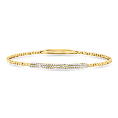 .50 ct. t.w. Lab-Grown Diamond Bar Beaded Bangle Bracelet in 18kt Gold Over Sterling