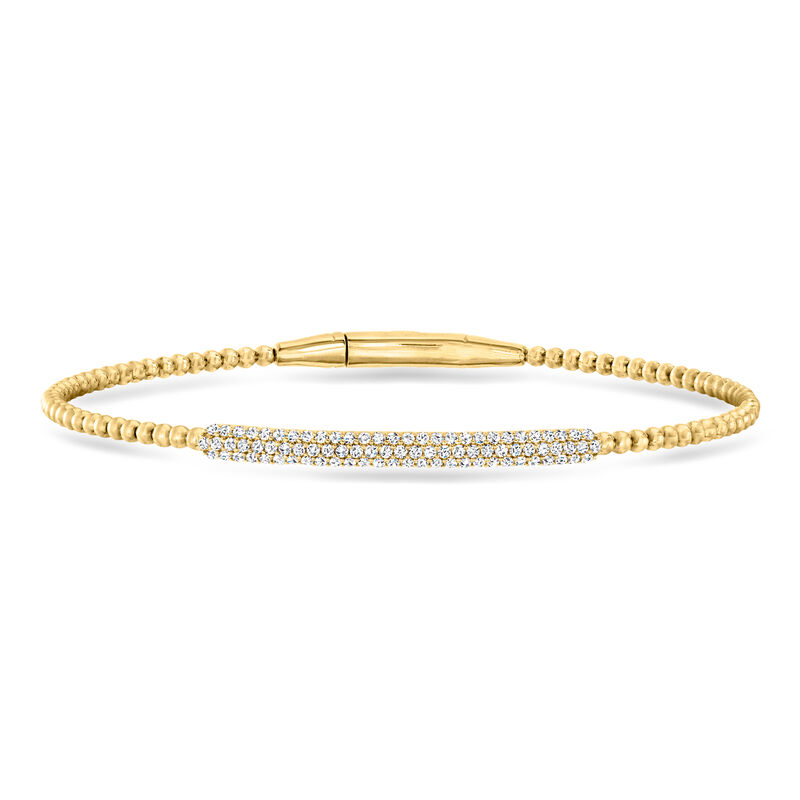 .50 ct. t.w. Lab-Grown Diamond Bar Beaded Bangle Bracelet in 18kt Gold Over Sterling. 7" image number 0