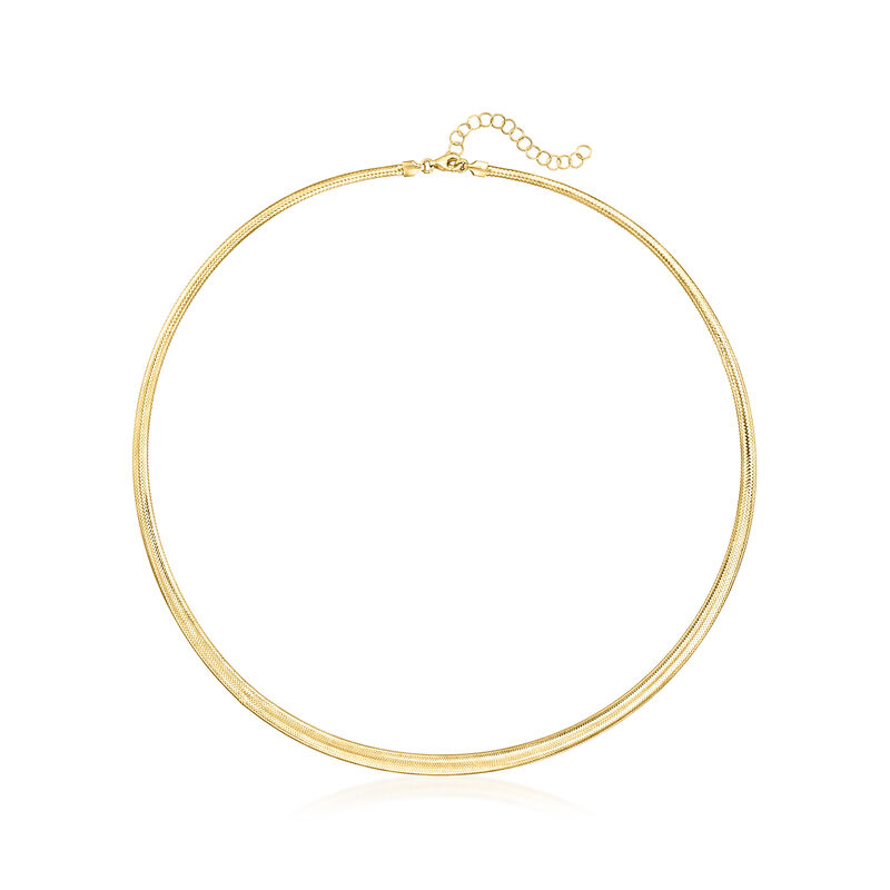 Italian 10kt Yellow Gold Graduated Flat Mesh Necklace. 18&quot; image number 1