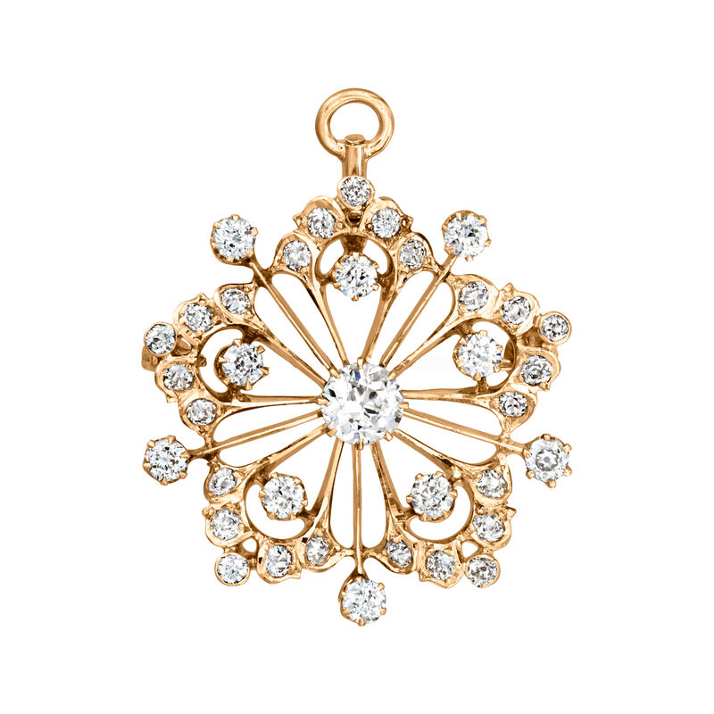 C. 1920 Vintage 2.05 ct. t.w. Diamond Starburst Pin/Pendant in 14kt Yellow Gold  image number 3