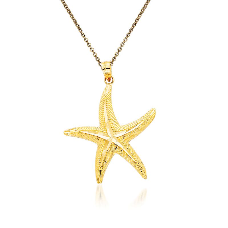 14kt Yellow Gold Starfish Pendant Necklace. 18&quot; image number 0