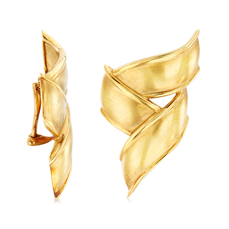 C. 1970 Vintage Tiffany Jewelry 18kt Yellow Gold Ribbon Clip-On Earrings image number 2