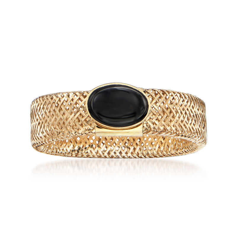 Italian Black Onyx Mesh Ring in 14kt Yellow Gold image number 0