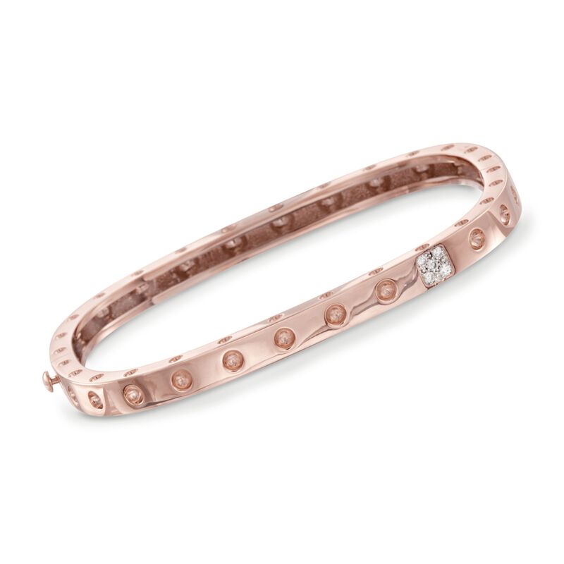 Roberto Coin &quot;Pois-Moi&quot; 18kt Rose Gold Square Bangle Bracelet with Diamond Accents. 7&quot; image number 0