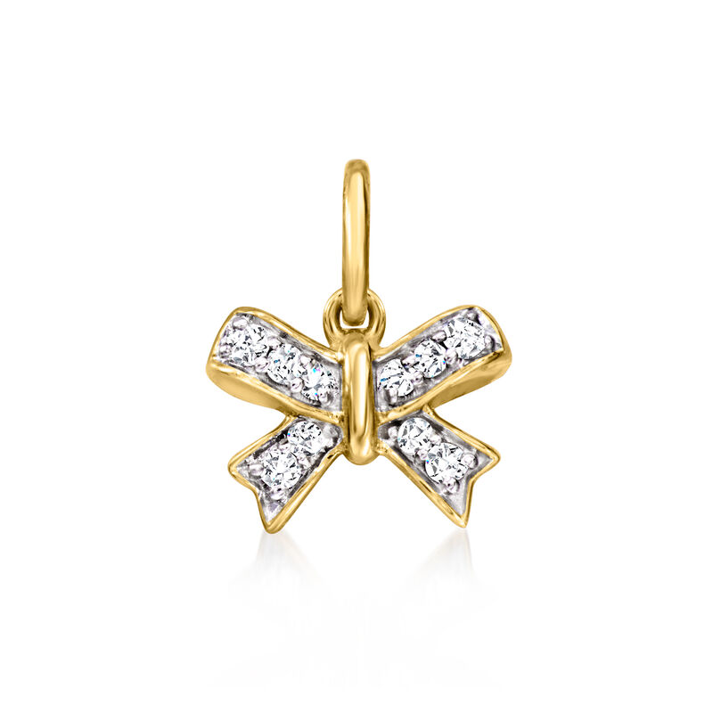 Diamond Bow Charm in 14kt Yellow Gold  image number 1