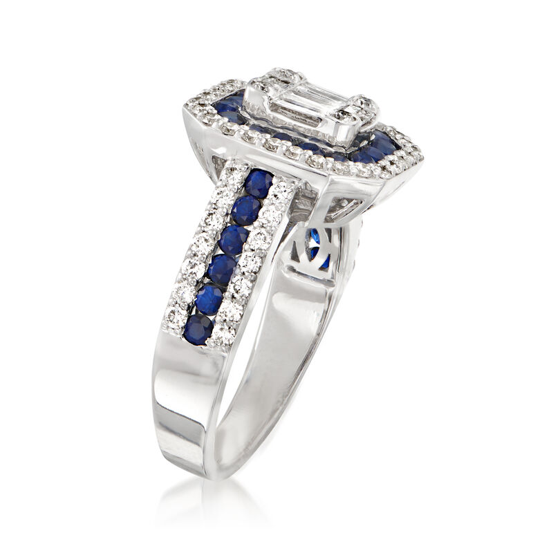 .86 ct. t.w. Sapphire and .78 ct. t.w. Diamond Ring in 14kt White Gold image number 2