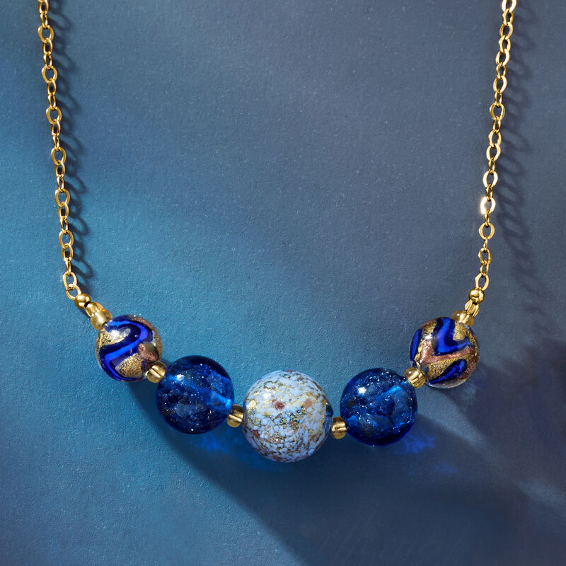 Italian Multicolored Murano Glass Bead Necklace in 18kt Yellow Gold Over Sterling. 18" image number 4