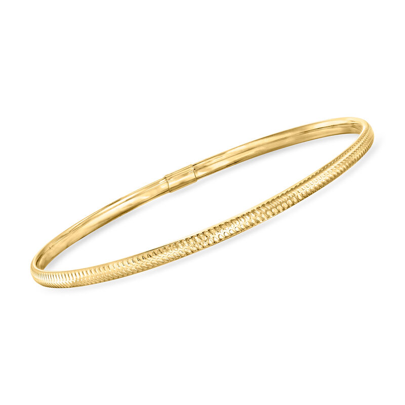 Italian 14kt Yellow Gold Ribbed Bangle Bracelet image number 0
